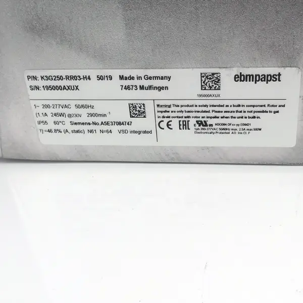 Ebmpapst K3G250-RR03-H4 tuuletin
