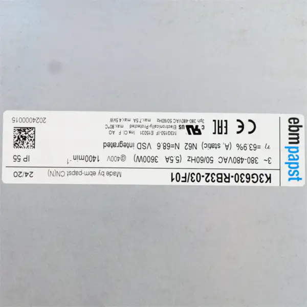 ebmpapst K3G630-RB32-03 400VAC 1400min-1 3600W 630 mm keskipakoisjäähdytystuuletin