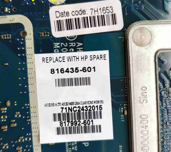 HP 816435-001 816435-501 816435-601 LA-C701P I3-4005U -emolevy 816435-501 816435-601 LA-C701P I3-4005U -emolevy