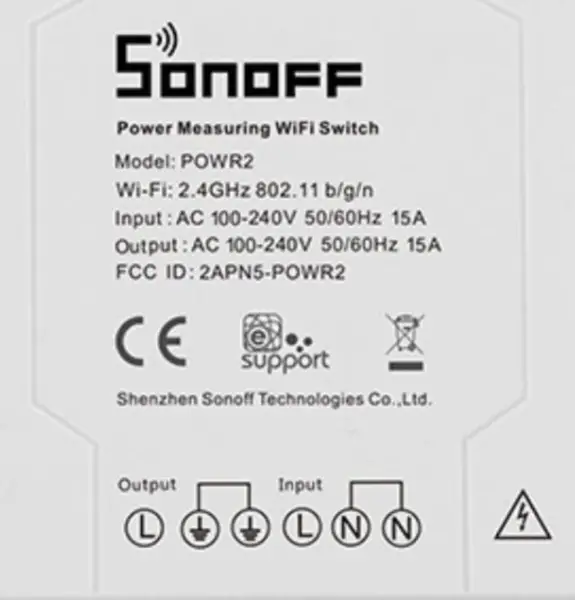 SONOFF Pow R2 WiFi-kytkin, jossa on virrankulutuksen mittaus WiFi virtakytkin 15A älykäs Wifi-kytkinohjain