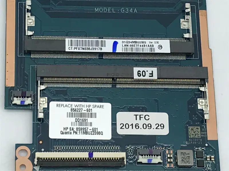 HP 856227-001 856227-501 856227-601 I7-6500U 940MX 2GB DAG34AMB6D0 -emolevy 856227-501 856227-601 I7-6500U 940MX 2GB DAG34AMB6D0 -emolevy