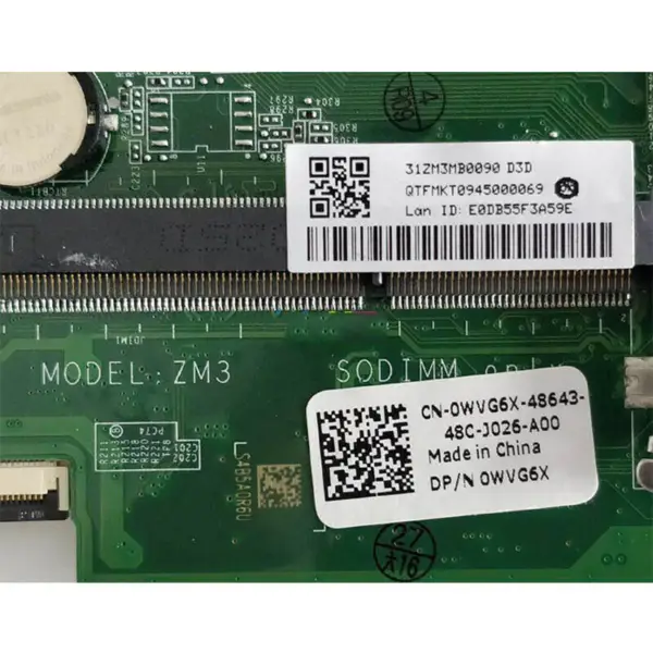 Dell 0WVG6X 11 3043 3152 3157 ATX emolevy