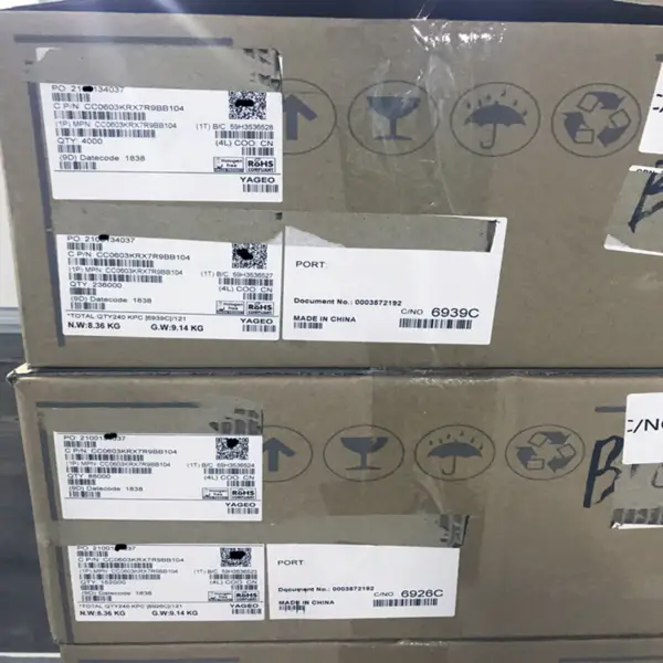 Integroitu piiri siru SMD MLCC Kondensaattori Cap Keraaminen 0.1uF 50V X7R 10% Pad SMD 0603 125 CC0603KRX7R9BB104 CC0603KRX7R9BB104
