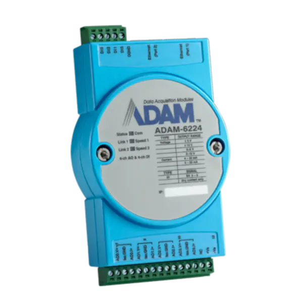 Advantech ADAM-6224-AE 4-kanavainen eristetty analoginen lähtö Modbus TCP -moduuli