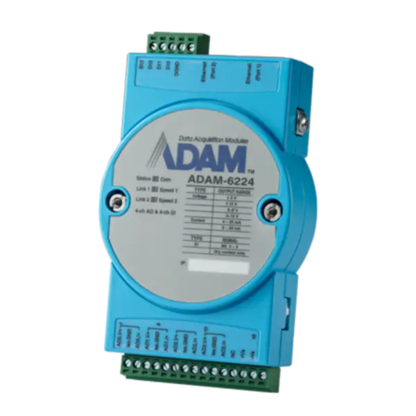 Advantech ADAM-6224-AE 4-kanavainen eristetty analoginen lähtö Modbus TCP -moduuli