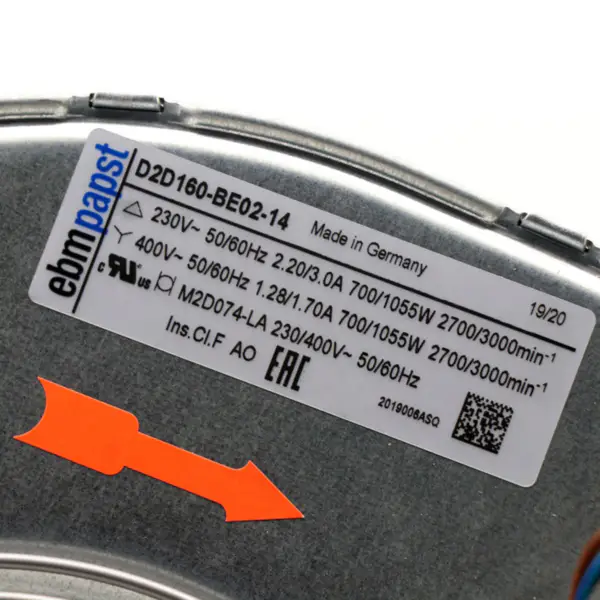 Alkuperäinen Saksa Uusi Ebmpapst D2D160-BE02-14 160mm 230VAC 2.2A 700W 2700RPM keskipakoisjäähdytystuuletin