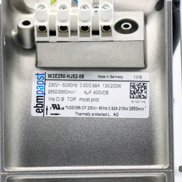 W2E250-HJ52-06 280 * 280 * 80mm 230V Full Metal korkean lämpötilan Rittal-kaapin jäähdytyspuhallin tuuletin tuulivoima