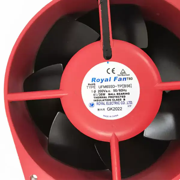ROYAL TYYPPI UFM655D-TP[B56] 200V 41/36W 0.33/0.27A 2800RPM 312/360m3/h 2 johdinta Jäähdytystuuletin