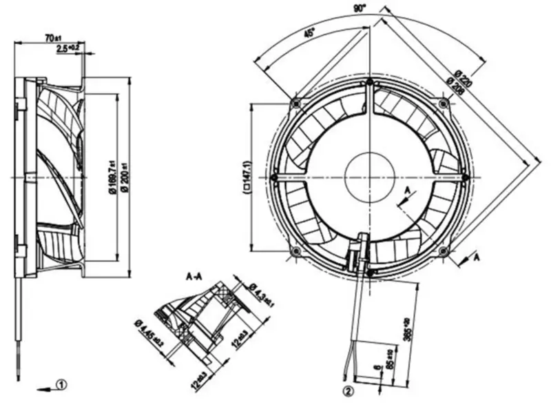 Saksalainen ebmpapst-tuuletin W1G180-AB11-32 32/60V jäähdytystuuletin