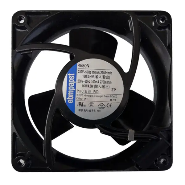 119 x 119 x 38mm 230 V AC air flow 123m3 / h 2350 rpm 4580N Sleeve bearing ebm papst cooling fan