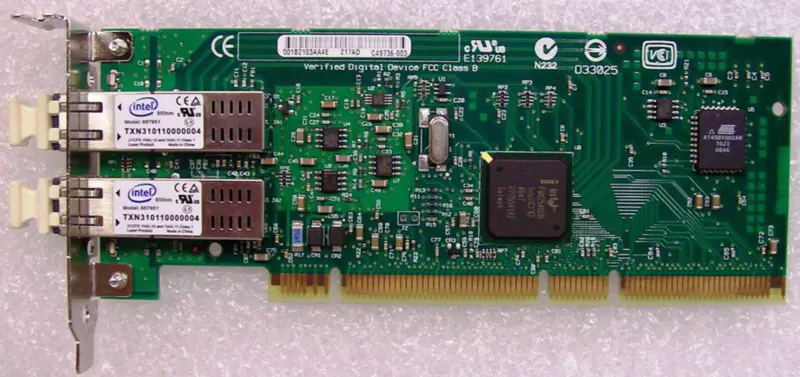 Intel PWLA8492MFG3L20 PRO/1000 MF PCI-X Dual Fibre -sovitin (kaksi kuitua)