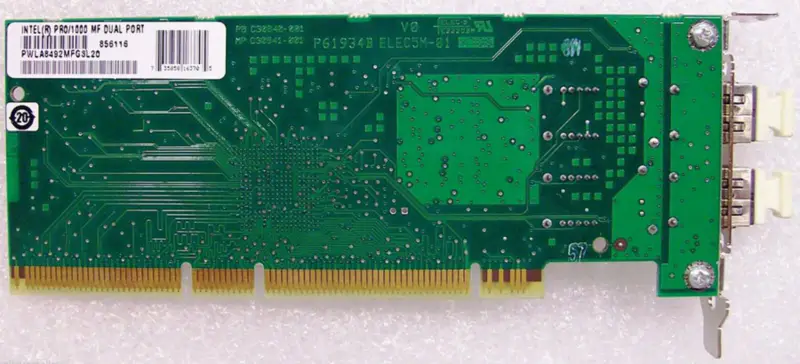 Intel PWLA8492MFG3L20 PRO/1000 MF PCI-X Dual Fibre -sovitin (kaksi kuitua)