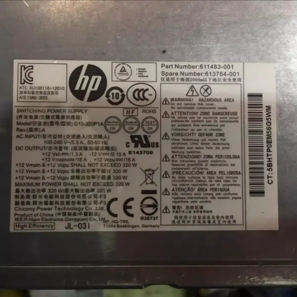 HP D10-320P1A PS-4321-2HP Virtalähde HP D10-320P1A PS-4321-2HP