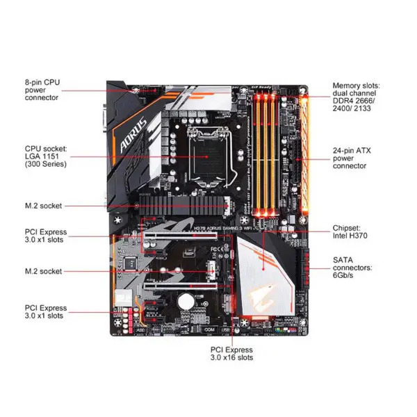 H370 Aorus Gaming 3 Wifi Gigabyte Lga1151 H370 Ddr4 64gb Core I7/i5/i3 Atx -emolevylle Gigabyte Lga1151 H370 Ddr4 64gb Core I7/i5/i3 Atx -emolevyyn
