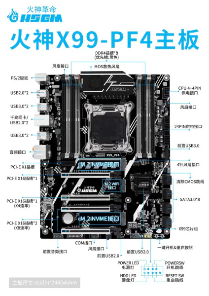 Hsgm X99-pf4 Support 22nm prosessori palvelin Universal Pci-e 3.0 tietokoneen emolevy