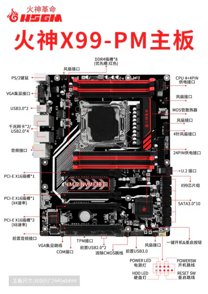 Hsgm X99-pm Lga 2011-3 Cpu Socket Server Computer -tietokoneen emolevy Hsgm X99-pm Lga 2011-3 Cpu Socket Server Computer -tietokoneen emolevy