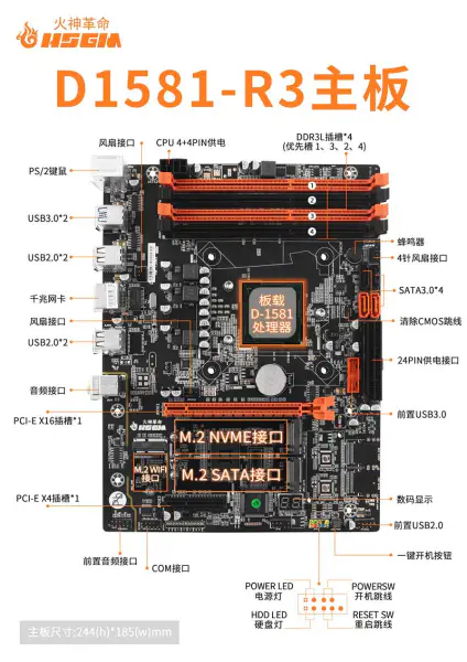 Hsgm D1581-r3 Gigabit High-end-palvelinemolevy Ddr3l*4-muistipaikka emolevy emolevy
