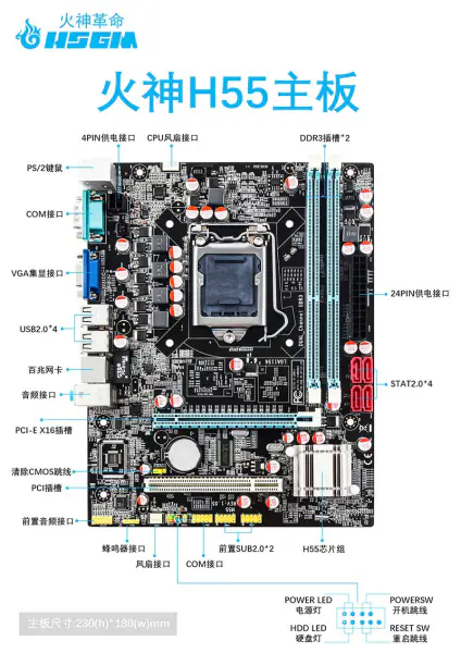Hsgm H55 emolevy pöytätietokoneen pöytätietokoneen emolevy Lga 1151 Cpu Socket emolevy