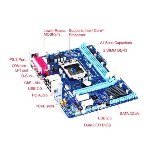 Gpu emolevy H61 Ddr3 Lga1155 I3 I5 I7 Sata2.0 1333 Dram H61m Ds2 H61m Ds2