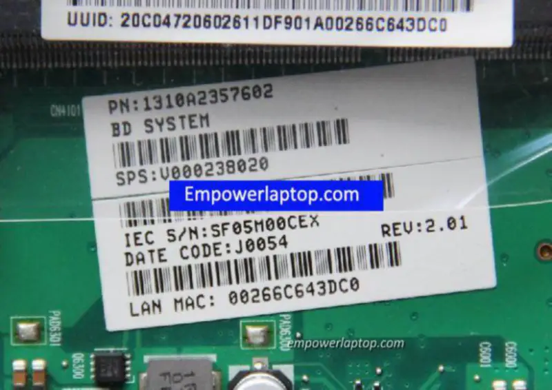 Toshiba C600D V000238020 1310A2357602 emolevy