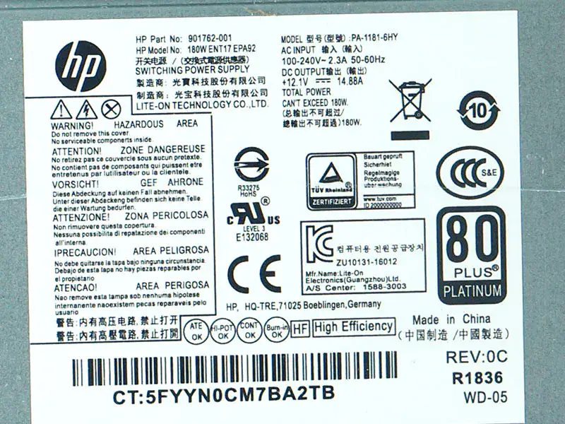 HP PA-1181-6HY D16-180P1B virtalähde