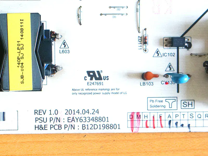 LG 55EC9300-CA EAY63348801 piirilevy