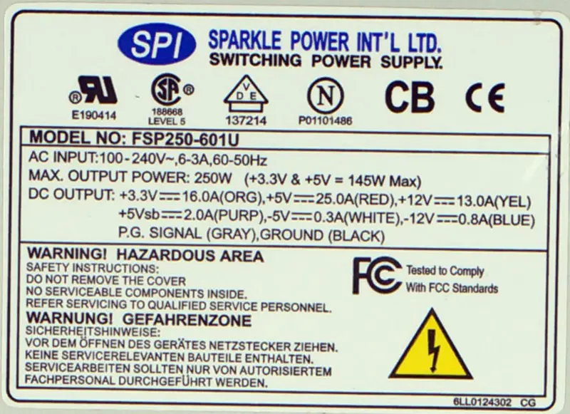 FSP FSP250-601U 250W AT 1U -virtalähde