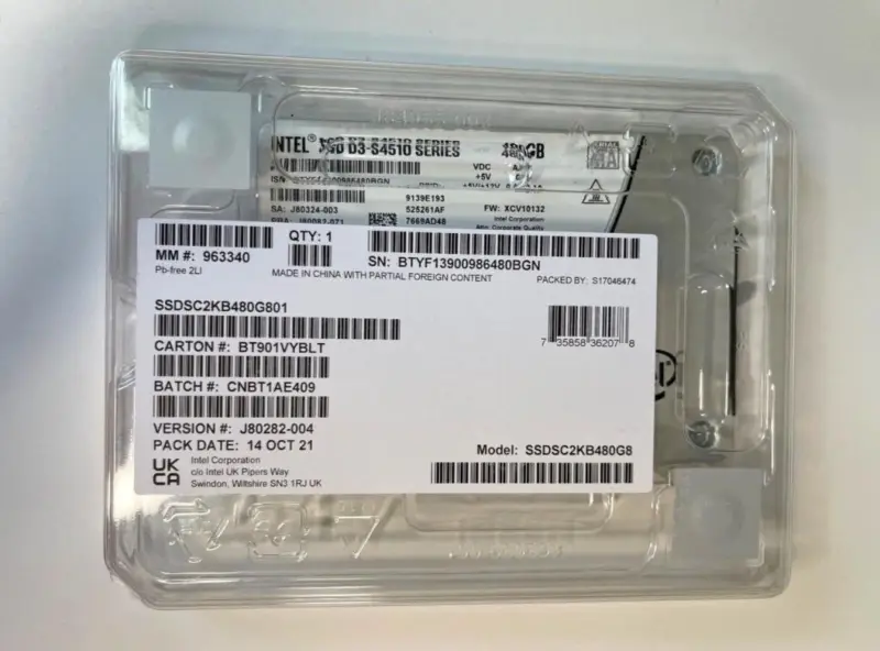 Intel S4510 D3-S4510 -sarjan SSD-levyjä