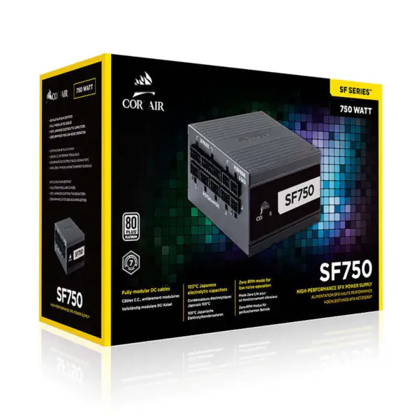 Cors Air Power Pc virtalähde Sf750 750w Platinum Sfx virtalähde 80 Plus Platinum Full Module tuuletin pysähtyy