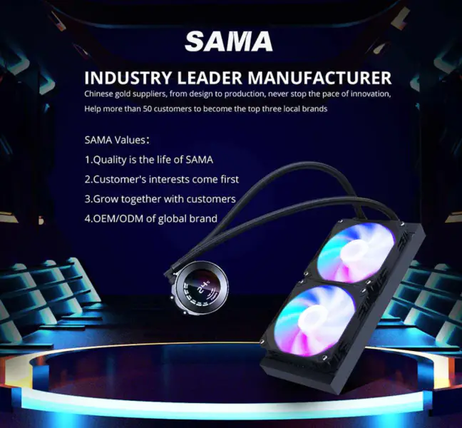 Sama 24cm Aio Cpu jäähdytin jäähdytin kupari näyttö vesi nestejäähdytys Pc Cpu jäähdytin Rgb hehkua tietokoneen lämpötilanäytöllä