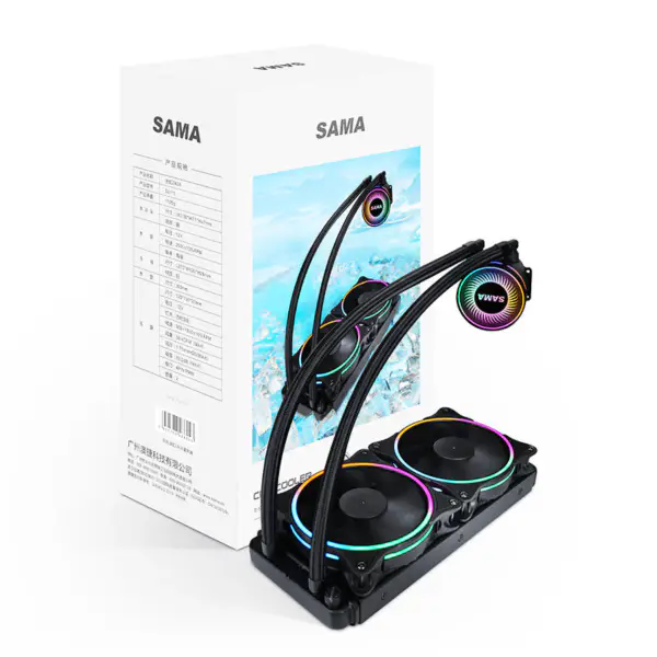 Sama 24cm Aio Cpu jäähdytin jäähdytin kupari vesi neste jäähdytys Pc Cpu jäähdytin Rgb Glow