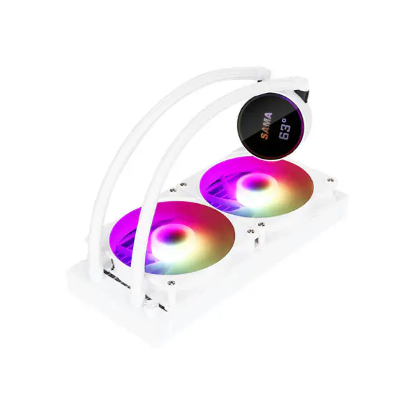 Sama Mukautettava logo Argb jäähdytys tuuletin Cpu jäähdytin valkoinen/musta versio Lcd-näyttö Cpu ydinlämpötila Pc neste jäähdytin