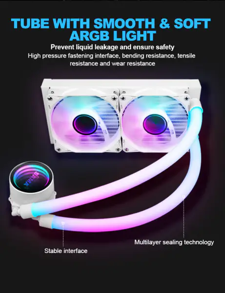 Sama Custom Cpu Cooler -jäähdytin jäähdytyslevyt 240 Rgb-jäähdytystuuletin Intel Amd Cpu Lga775/115x Am4 Am5 Ryzen 12600k Cpu Liquid Coolille