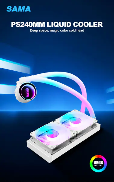 Sama Custom Cpu Cooler -jäähdytin jäähdytyslevyt 240 Rgb-jäähdytystuuletin Intel Amd Cpu Lga775/115x Am4 Am5 Ryzen 12600k Cpu Liquid Coolille