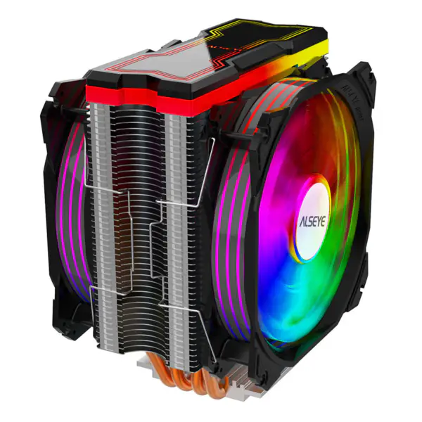 Alseye 120mm kaksoistuuletin 4 lämpöputkea Rgb Cpu Cooler Aura