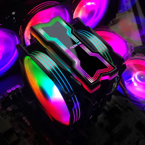 Alseye 120mm kaksoistuuletin 4 lämpöputkea Rgb Cpu Cooler Aura