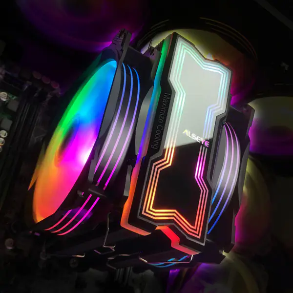 Alseye 120mm kaksoistuuletin 4 lämpöputkea Rgb Cpu Cooler Aura
