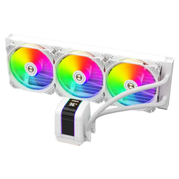 Alseye 360mm White Frame Sync Argb Aio nestejäähdytin lämpötilanäytöllä 12. Gen Cpu:lle Alseye 360mm White Frame Sync Argb Aio nestejäähdytin lämpötilanäytöllä 12. Gen Cpu:lle