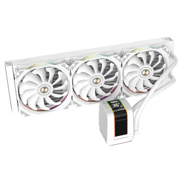Alseye 360mm White Frame Sync Argb Aio nestejäähdytin lämpötilanäytöllä 12. Gen Cpu:lle Alseye 360mm White Frame Sync Argb Aio nestejäähdytin lämpötilanäytöllä 12. Gen Cpu:lle
